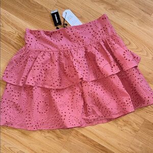 NWT Express Eyelet Tiered Ruffled Skirt Pink Size 6 Supersoft Cotton cottagecore